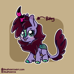 Size: 2500x2500 | Tagged: safe, artist:redpalette, derpibooru import, oc, oc:kiris, kirin, :p, arrow, cute, hooves, horn, kirin oc, looking at you, solo, tongue, tongue out