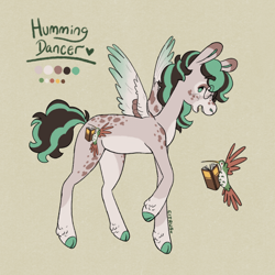 Size: 1920x1920 | Tagged: safe, artist:ciitrus--fruitz, derpibooru import, oc, oc only, oc:hummingdancer, pegasus, pony, colored wings, feathered fetlocks, male, multicolored hair, multicolored wings, pegasus oc, reference sheet, short mane, simple background, solo, spots, unshorn fetlocks, wings