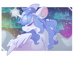 Size: 5073x3973 | Tagged: safe, artist:cutepencilcase, derpibooru import, oc, oc only, alicorn, pony, alicorn oc, aurora borealis, horn, mountain, snow, solo, wings