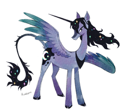 Size: 2048x1859 | Tagged: safe, artist:lutraviolet, derpibooru import, princess luna, pony, alternate design, simple background, solo, white background