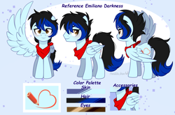 Size: 3237x2139 | Tagged: safe, artist:2pandita, derpibooru import, oc, oc:emiliano darkness, pegasus, pony, male, reference sheet, solo, stallion