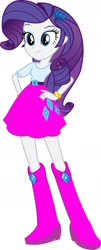 Size: 736x1830 | Tagged: safe, derpibooru import, rarity, equestria girls, g4, belt, boots, clothes, high heel boots, pink skirt, shirt, shoes, simple background, skirt, solo, white background