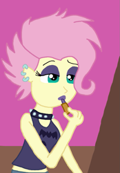 Size: 601x865 | Tagged: safe, artist:cmara, derpibooru import, fluttershy, human, equestria girls, g4, eyeshadow, female, flutterpunk, lipstick, makeup, mascara, punk, purple eyeshadow, purple lipstick