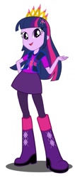 Size: 581x1375 | Tagged: safe, derpibooru import, twilight sparkle, equestria girls, g4, boots, clothes, equestria girls redesign, high heel boots, shirt, shoes, simple background, skirt, solo, vest, white background