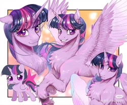 Size: 1306x1080 | Tagged: safe, artist:叶玹, derpibooru import, twilight sparkle, twilight sparkle (alicorn), alicorn, pony, g4, chest fluff, female, solo, spread wings, wings