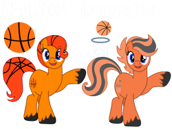 Size: 1032x774 | Tagged: safe, artist:meghan12345, derpibooru import, earth pony, pony, g4, basketball (battle for dream island), battle for dream island, colored hooves, cutie mark, duo, female, hooves, mare, open mouth, open smile, ponified, raised hoof, raised leg, simple background, smiling, species swap, transparent background