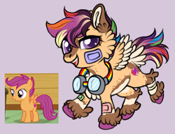 Size: 1280x985 | Tagged: safe, artist:malinraf1615, derpibooru import, screencap, scootaloo, pegasus, pony, g4, alternate design, episode needed, goggles, solo