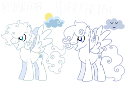 Size: 1032x774 | Tagged: safe, artist:meghan12345, derpibooru import, pegasus, pony, g4, battle for dream island, cloudy (battle for dream island), cutie mark, duo, grin, male, ponified, simple background, smiling, species swap, spread wings, stallion, transparent background, wings