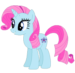 Size: 438x424 | Tagged: safe, artist:selenaede, artist:user15432, derpibooru import, pony, unicorn, g4, base used, blue coat, blue eyes, generation leap, horn, not rarity, pink mane, pink tail, pixel-crisp art, rarity hair, recolor, simple background, smiling, snowcatcher, solo, tail, transparent background