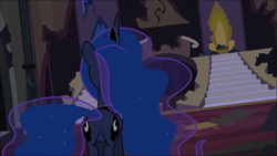 Size: 900x506 | Tagged: safe, derpibooru import, princess luna, alicorn, pony, g4, back of head, butt, castle of the royal pony sisters, female, moonbutt, plot, solo