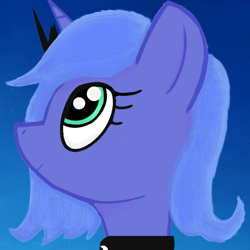 Size: 2048x2048 | Tagged: safe, artist:_luckyy, derpibooru import, princess luna, alicorn, pony, g4, blue mane, female, icon, looking up, s1 luna, smiling, solo