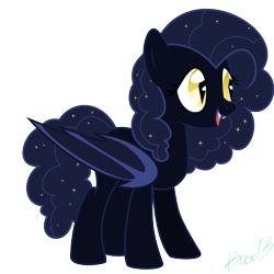 Size: 1043x1043 | Tagged: safe, artist:bast13, derpibooru import, oc, oc only, oc:starlight fang, bat pony, g4, bat pony oc, blue wings, colored wings, colored wingtips, commission, curly hair, curly mane, curly tail, dark coat, ethereal mane, female, folded wings, golden eyes, mare, navy coat, open mouth, open smile, show accurate, signature, simple background, slit eyes, smiling, solo, sparkly mane, sparkly tail, starry mane, starry tail, tail, transparent background, two toned wings, vector, wings