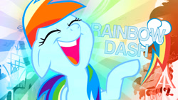 Size: 900x507 | Tagged: safe, artist:dabuxian, derpibooru import, rainbow dash, pegasus, pony, g4, female, laughing, mare, rainbow dash is best facemaker, wallpaper