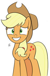 Size: 2230x3388 | Tagged: safe, artist:frownfactory, derpibooru import, applejack, earth pony, pony, g4, applejack is best facemaker, cute, female, grin, jackabetes, simple background, smiling, solo, transparent background