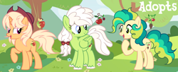 Size: 1280x524 | Tagged: safe, artist:vi45, derpibooru import, oc, oc only, earth pony, pegasus, pony, unicorn, female, hat, horn, mare, screencap background, tree, trio