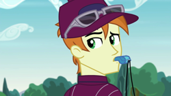 Size: 1280x720 | Tagged: safe, artist:nathaniel718, derpibooru import, screencap, coach rommel, human, equestria girls, friendship games, g4, cap, hat, looking back, male, sunglasses, whistle