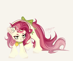 Size: 2400x2000 | Tagged: safe, artist:спирт, derpibooru import, roseluck, earth pony, pony, g4, behaving like a cat, bow, collar, colored eyebrows, commission, commissioner:doom9454, cute, female, loading, mare, meme, pet tag, ponified animal photo, pony pet, rosepet, solo, standing, tail, tail bow