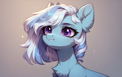 Size: 1344x856 | Tagged: safe, ai content, derpibooru import, generator:pony diffusion v6 xl, generator:stable diffusion, machine learning generated, oc, oc only, pony, chest fluff, female, fluffy, gradient background, prompter:frozzy7x, solo