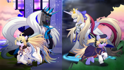 Size: 3014x1695 | Tagged: safe, artist:geraritydevillefort, derpibooru import, oc, oc only, alicorn, pony, unicorn, fate/grand order, female, horn, mare, ponified, species swap