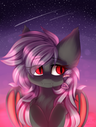 Size: 1509x2000 | Tagged: safe, derpibooru import, oc, oc:dusty fang, bat pony, feral, white mane