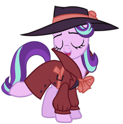 Size: 1920x1929 | Tagged: safe, artist:enneira20, artist:starlightglimmer04, derpibooru import, edit, starlight glimmer, pony, unicorn, g4, rarity investigates, base used, clothes, cute, detective, eyes closed, fabulous, fedora, female, glimmerbetes, hat, horn, mare, show accurate, simple background, solo, transparent background, trenchcoat, vector