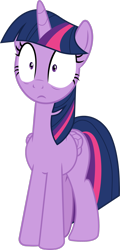 Size: 1280x2658 | Tagged: safe, artist:yellowdash1998v2, derpibooru import, twilight sparkle, twilight sparkle (alicorn), alicorn, pony, g4, the beginning of the end, female, mare, shrunken pupils, simple background, solo, transparent background, vector, wat, wide eyes