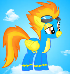 Size: 900x950 | Tagged: safe, artist:buggzz, derpibooru import, spitfire, pegasus, pony, g4, 2011, clothes, cloud, female, mare, sky, solo, uniform, wonderbolts uniform