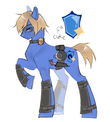 Size: 686x756 | Tagged: safe, artist:azaani, derpibooru import, earth pony, pony, badge, leon s. kennedy, male, police, police officer, ponified, shin guards, simple background, solo, species swap, stallion, white background