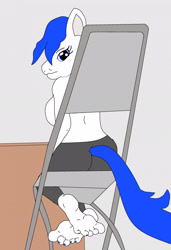 Size: 1587x2322 | Tagged: safe, artist:crinard, derpibooru import, oc, oc only, oc:jc, anthro, earth pony, plantigrade anthro, barefoot, chair, earth pony oc, feet, fetish, foot fetish, sitting, solo