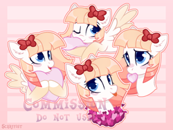 Size: 1920x1441 | Tagged: safe, artist:scarffist, derpibooru import, oc, oc only, pegasus, pony, base used, bust, commission, cute, light skin, portrait, ribbon, short hair, short mane, ych result