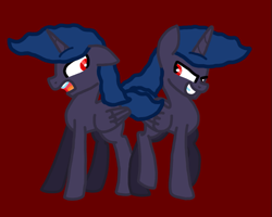 Size: 691x552 | Tagged: safe, artist:twilightfan801, derpibooru import, oc, oc only, oc:impostor killer, oc:killer, alicorn, pony, male, red background, simple background