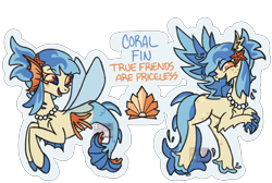 Size: 2048x1378 | Tagged: safe, artist:cingulomana, derpibooru import, part of a set, oc, oc:coral fin, classical hippogriff, hippogriff, seapony (g4), alternate universe, bangs, blue eyes, blue hooves, blue mane, blue text, body freckles, colored claws, colored eyelashes, colored hooves, colored tail, cream coat, dorsal fin, ear fluff, ears, element of harmony, eye clipping through hair, eyebrows, eyebrows visible through hair, eyelashes, fangs, female, fin, fin ears, fin wings, fins, fish tail, flowing mane, flowing tail, freckles, hair accessory, head fin, hippogriff oc, hooves, jewelry, leg fins, leg fluff, mane accessory, necklace, open mouth, open smile, orange eyelashes, orange eyes, orange text, outline, pearl necklace, ponytail, profile, raised claw, rearing, scales, seapony oc, sidebangs, simple background, smiling, solo, sparkly eyes, spread wings, starfish, swimming, tail, tail fins, text, thin, three toned tail, tied mane, transparent background, two toned eyes, two toned mane, two toned tail, unique legs, wall of tags, water mane, water tail, watermark, watery wings, wingding eyes, wings, yellow coat