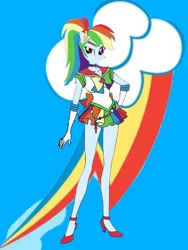 Size: 1080x1440 | Tagged: safe, artist:theemperorofhonor, derpibooru import, rainbow dash, equestria girls, g4, clothes, cosplay, costume, gloves, sailor moon (series), sailor rainbow dash, shirt, shoes, skirt, solo