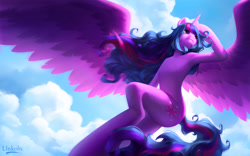 Size: 2957x1842 | Tagged: safe, artist:l1nkoln, derpibooru import, twilight sparkle, twilight sparkle (alicorn), alicorn, semi-anthro, g4, arm hooves, belly, female, human shoulders, humanoid torso, large wings, lighting, mare, ribcage, solo, spread wings, stupid sexy twilight, wings