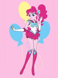 Size: 1080x1440 | Tagged: safe, artist:theemperorofhonor, derpibooru import, pinkie pie, equestria girls, g4, boots, clothes, cosplay, costume, gloves, high heel boots, sailor mercury, sailor mercury boots, sailor moon (series), sailor pinkie pie, shirt, shoes, skirt, solo