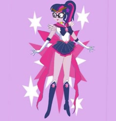 Size: 1125x1180 | Tagged: safe, artist:theemperorofhonor, derpibooru import, sci-twi, twilight sparkle, equestria girls, g4, boots, clothes, cosplay, costume, gloves, high heel boots, sailor moon (series), sailor moon boots, sailor twilight, shirt, shoes, skirt, solo