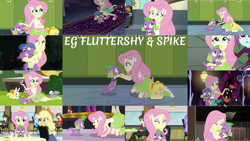 Size: 1280x721 | Tagged: safe, derpibooru import, editor:quoterific, angel bunny, applejack, fluttershy, spike, spike the regular dog, sunny flare, cat, dog, human, rabbit, dance magic, equestria girls, friendship games, g4, legend of everfree, movie magic, rainbow rocks, animal, backpack, belt, boots, canterlot high, clothes, cowboy hat, cute, duo, duo male and female, equestria girls specials, female, hat, high heel boots, holding a dog, holding a spike, hug, lockers, male, my little pony equestria girls, shirt, shoes, shyabetes, skirt, socks, spikabetes, spikelove