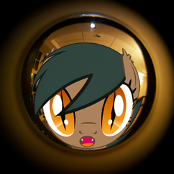 Size: 512x512 | Tagged: safe, artist:qncle, derpibooru import, oc, oc only, oc:speck, bat pony, pony, :o, fangs, fisheye lens, open mouth, profile picture, slit eyes, solo