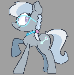 Size: 1590x1610 | Tagged: safe, artist:foxtrnal, derpibooru import, silver spoon, earth pony, pony, g4, female, filly, foal, glasses, gray background, happy, pixel-crisp art, simple background, solo