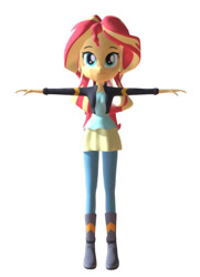 Size: 827x1140 | Tagged: safe, artist:nicohamm2020, derpibooru import, sunset shimmer, human, equestria girls, g4, 3d, simple background, solo, t pose, white background