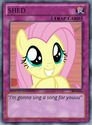 Size: 512x692 | Tagged: safe, artist:trrrebleee, derpibooru import, edit, edited screencap, screencap, fluttershy, pegasus, g4, card, card game, episode needed, meme, yu-gi-oh!, yugioh card