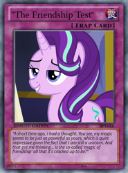 Size: 512x692 | Tagged: safe, artist:trrrebleee, derpibooru import, edit, edited screencap, screencap, starlight glimmer, unicorn, g4, card, card game, episode needed, horn, meme, solo, test, yu-gi-oh!, yugioh card