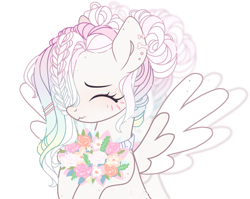 Size: 4904x3912 | Tagged: safe, artist:olivi, derpibooru import, oc, oc only, pegasus, pony, adoptable, character, cute, flower, pastel, solo