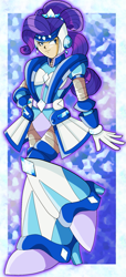 Size: 955x2100 | Tagged: safe, artist:rockmangurlx, derpibooru import, rarity, human, robot, g4, armor, female, gynoid, hand on hip, humanized, mega man (series), megaman x, reploid, smiling