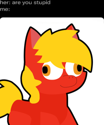 Size: 772x930 | Tagged: safe, derpibooru import, oc, oc only, oc:fez, earth pony, pony, her are you stupid me, meme, meme redraw, pony town, redraw, solo