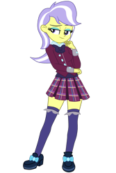 Size: 1582x2373 | Tagged: safe, alternate version, artist:gmaplay, derpibooru import, upper crust, human, equestria girls, g4, bedroom eyes, clothes, crystal prep academy, crystal prep academy uniform, crystal prep shadowbolts, female, school uniform, simple background, socks, solo, thigh highs, transparent background