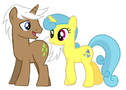 Size: 610x437 | Tagged: safe, derpibooru import, edit, lemon hearts, mochaccino, rare find, pony, unicorn, g4, emeraldhearts, female, horn, male, mare, open mouth, open smile, shipping, simple background, smiling, stallion, straight, transparent background, vector, vector edit