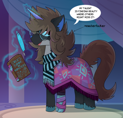 Size: 1488x1421 | Tagged: safe, artist:zeptophidia, derpibooru import, oc, oc only, oc:circe (zeptophidia), pony, unicorn, amputee, horn, monster fucker, ponified, prosthetic leg, prosthetic limb, prosthetics, solo, species swap, unicorn oc, vulgar