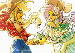 Size: 750x525 | Tagged: source needed, safe, artist:xinjinjumin172779558900, derpibooru import, applejack, fluttershy, equestria girls, g4, solo