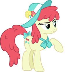 Size: 3000x3329 | Tagged: safe, artist:cloudy glow, derpibooru import, crimson cream, fashion statement, mare e. belle, earth pony, pony, g4, female, mare, not apple bloom, simple background, solo, transparent background, vector